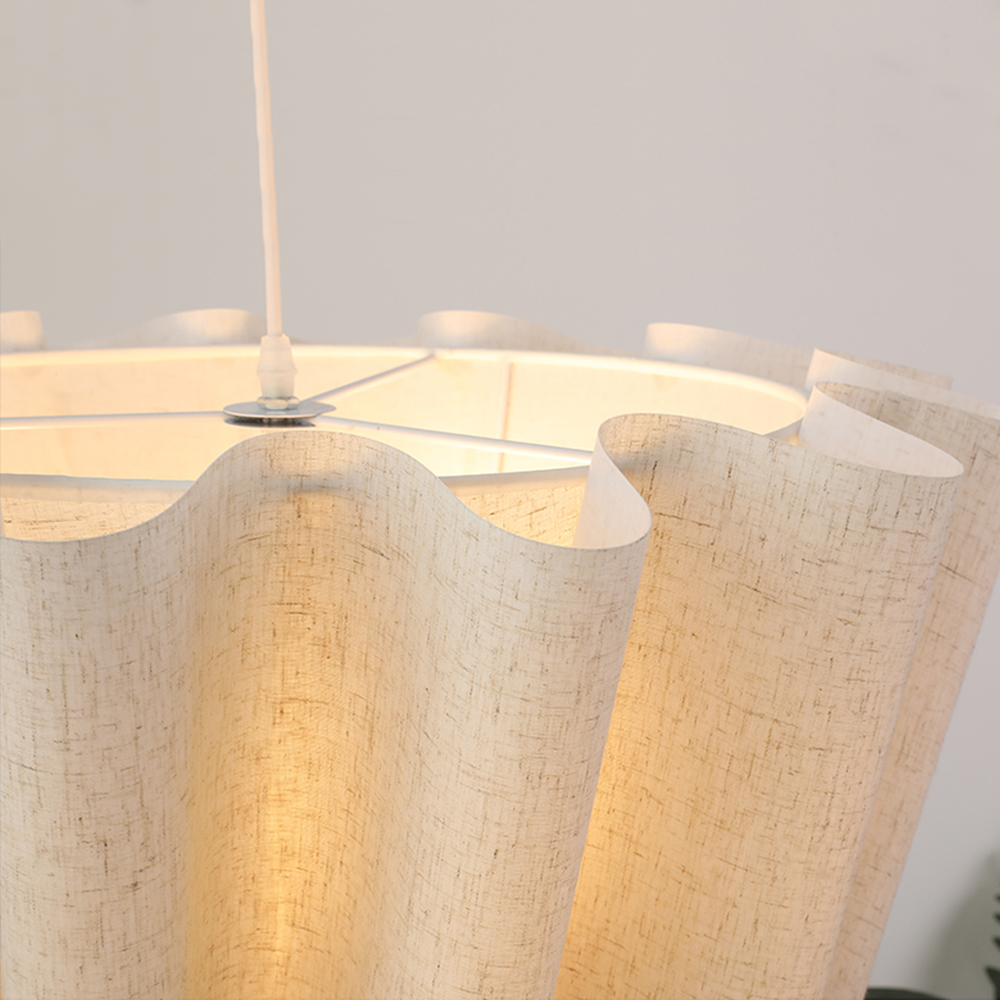 Nordic Fabric Pendant Light Lampshade Vintage Handmade Pleated Chandelier