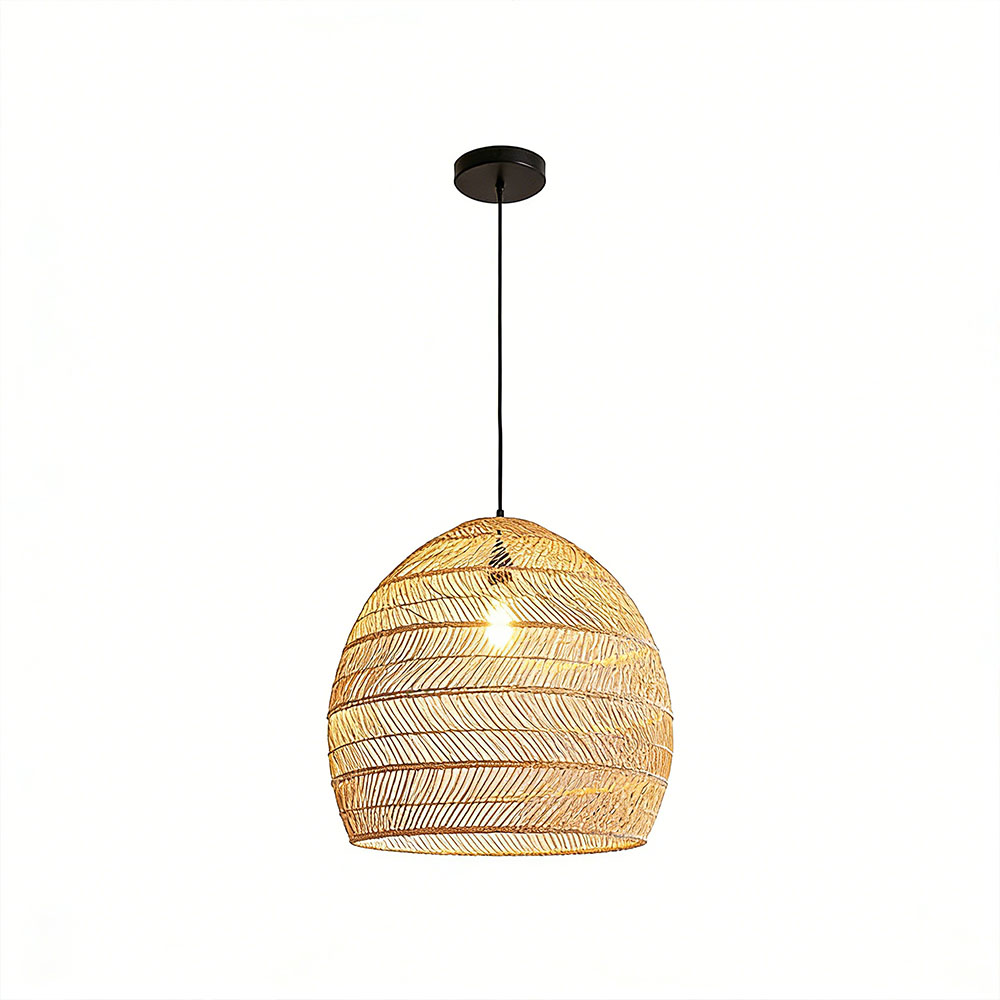 Natural Rattan Dome Pendant Light  Wicker Hanging Lamp for Cozy Living Room Dining Room