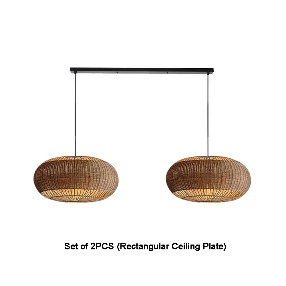 Coastal Home Lighting Kitchen Island Rattan Pendant Light Natural Retro Luxurious Chandelier Wabi-sabi Style