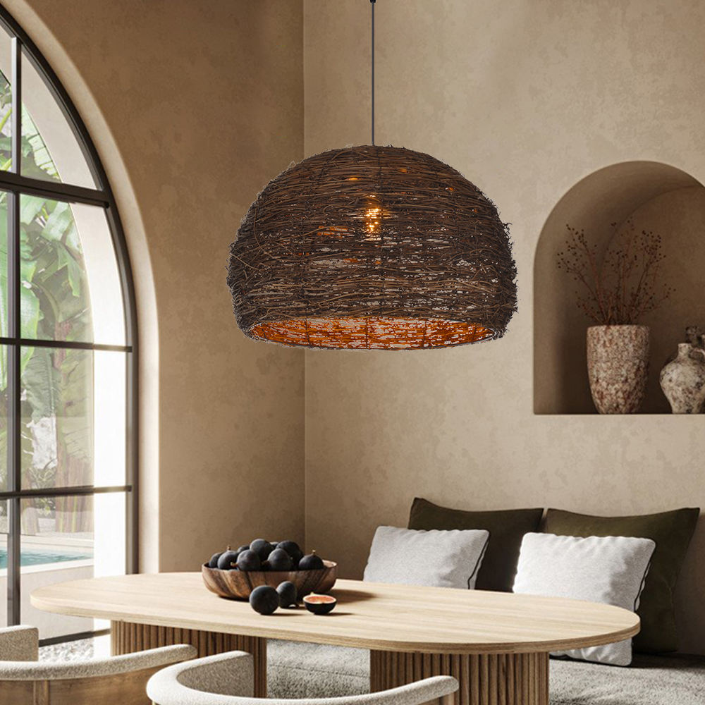 Handmade Bird's Nest Pendant Light Commercial Restaurant Cafe Art Decor Rattan Chandelier