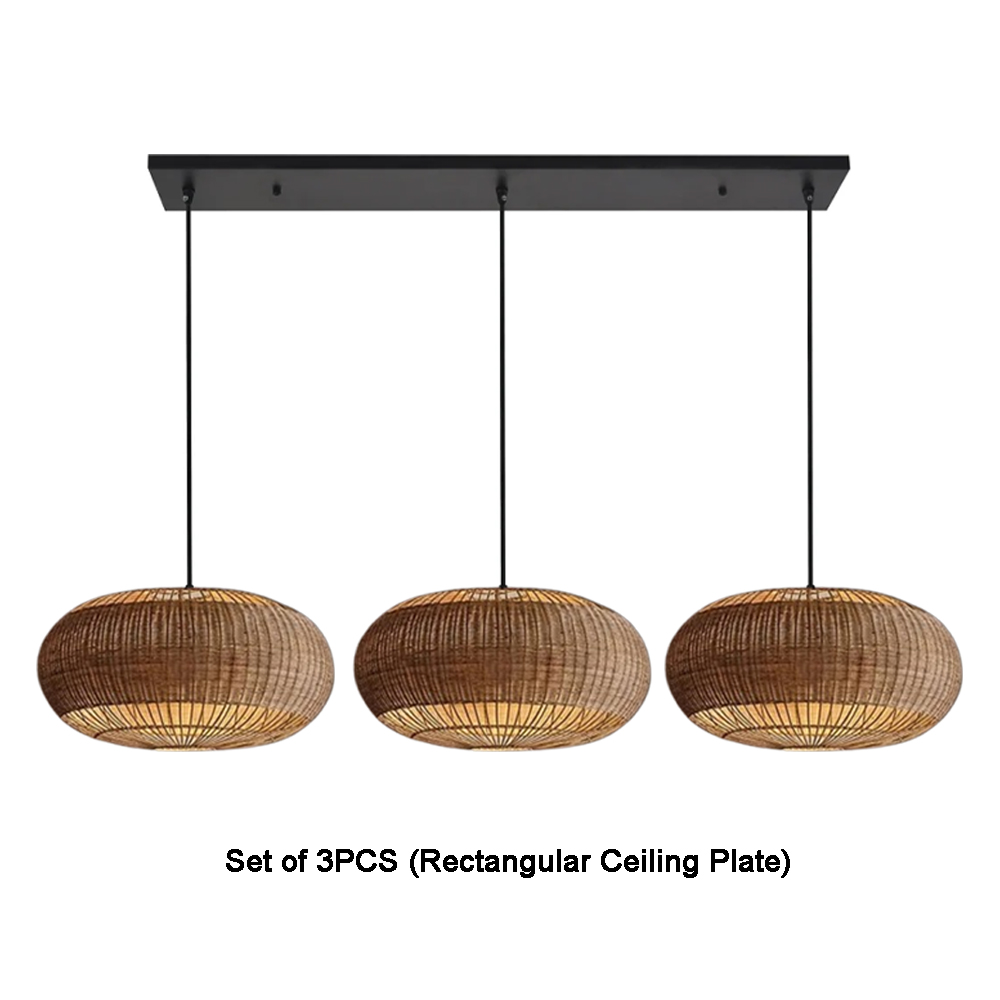 Coastal Home Lighting Kitchen Island Rattan Pendant Light Natural Retro Luxurious Chandelier Wabi-sabi Style