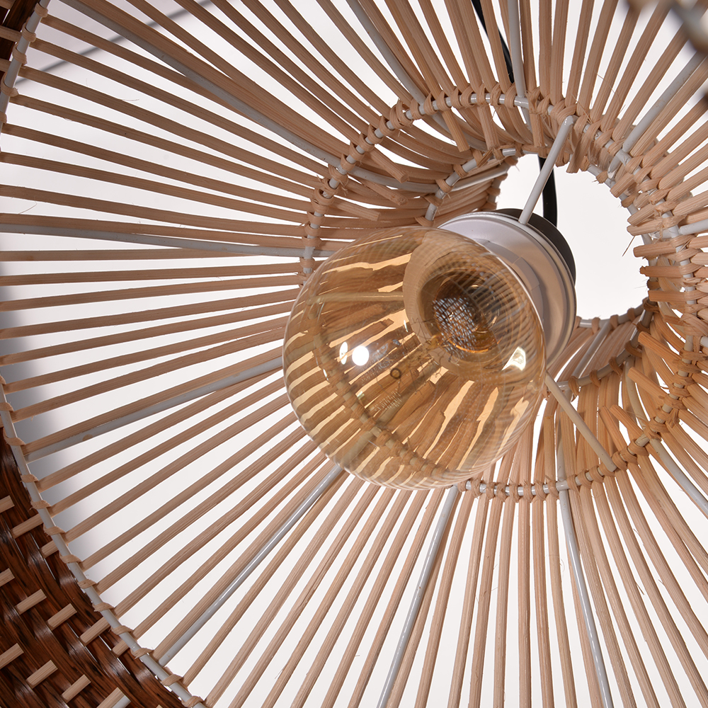 Beautiful Rattan Pendant Light over the Kitchen Counter