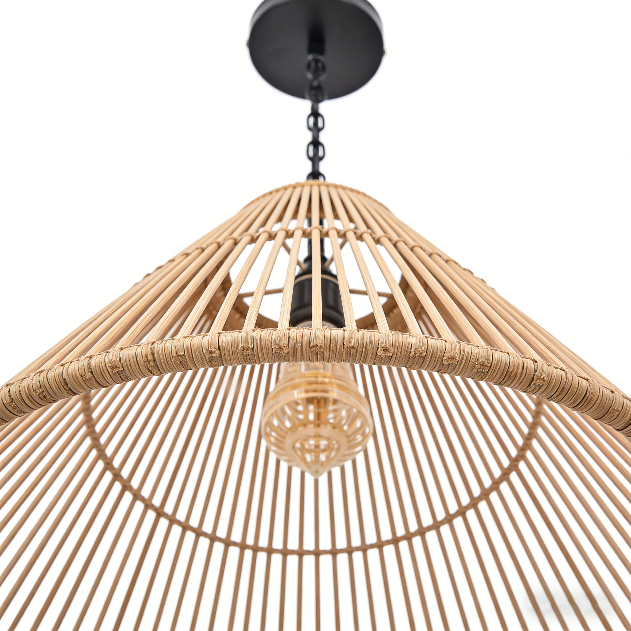 Natural Wooden Weave Pendant Lamp Boho-Industrial Ceiling Lighting