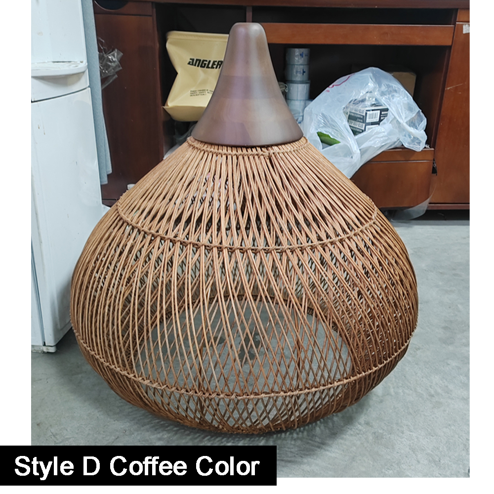 Rattan Pendant Light Wabi Sabi Style Retro Dining Room Chandelier