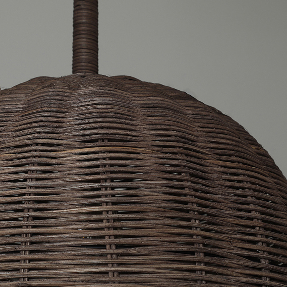 Brown Basket Weave Rattan Pendant Light