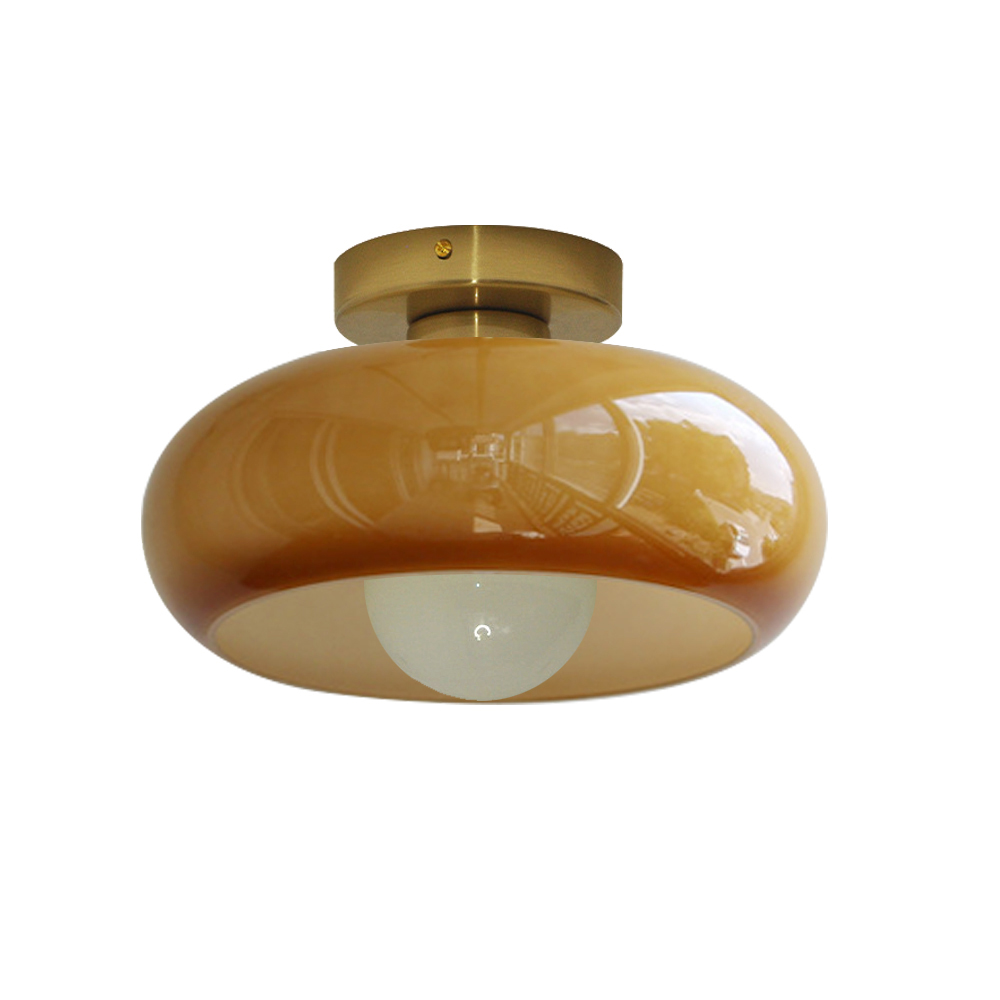Mid Century Modern Flush Mount Ceiling Lamp Living Room Yellow Chandelier