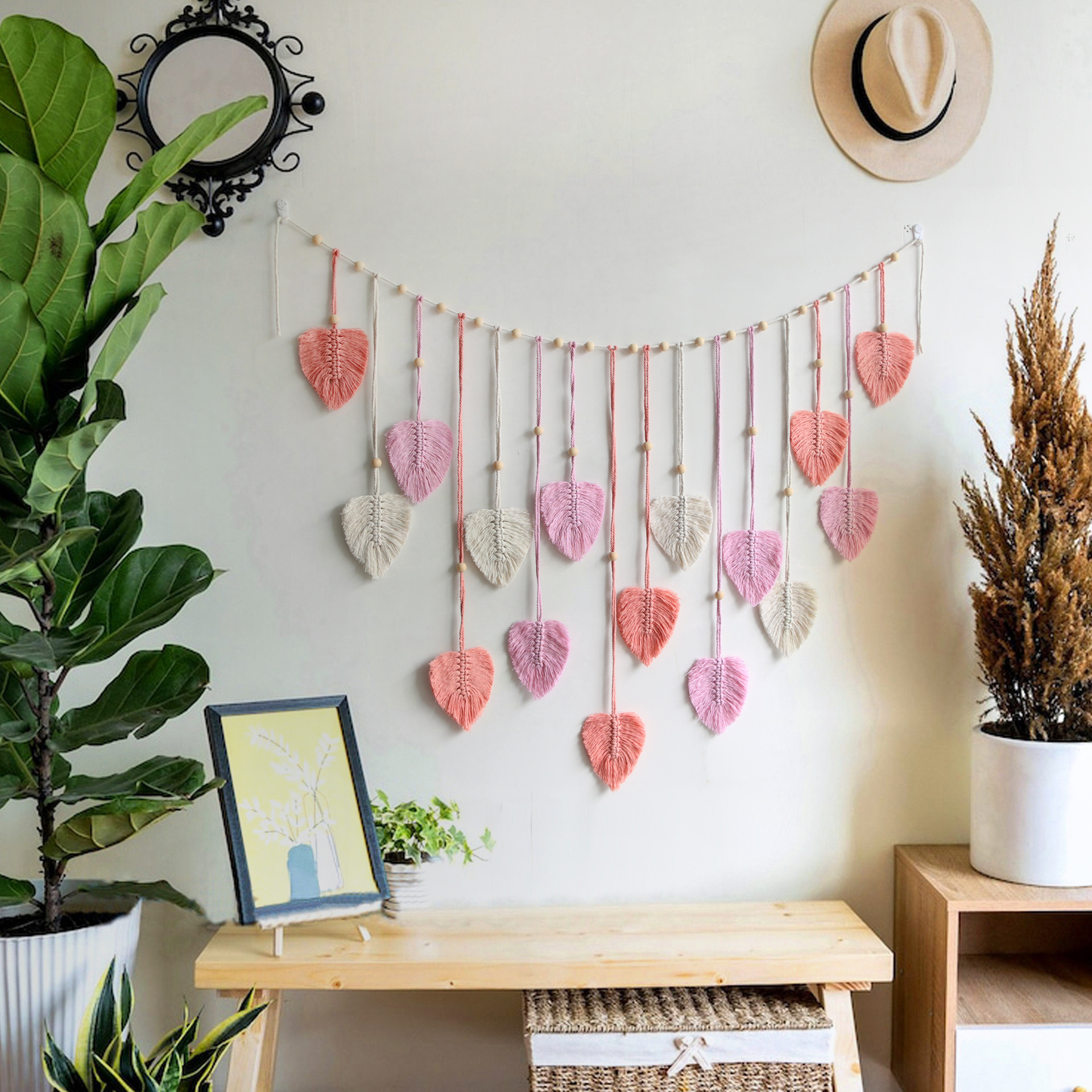 Bohemian Decorative Handwoven Leaf Tapestry Children's Room Background Tassel Wall Hanging