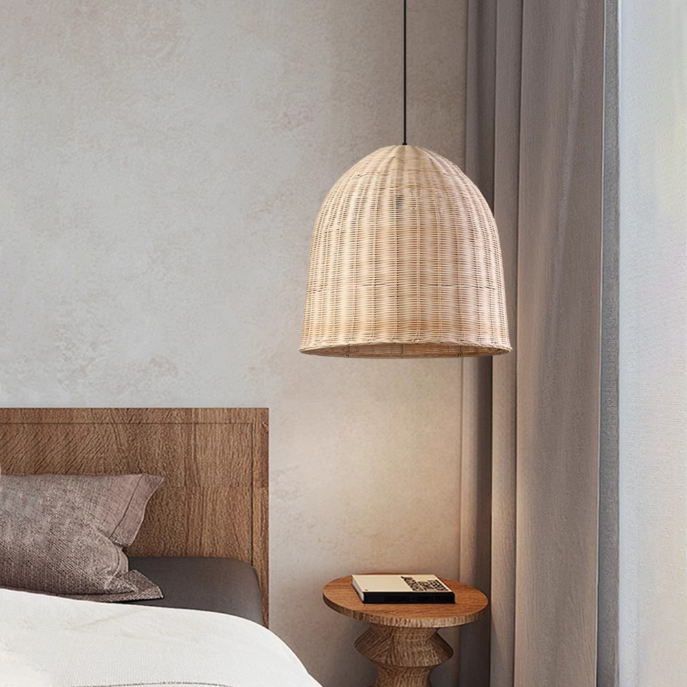 Restaurant Lamp Wabi-sabi Style Chandelier B&B Retro Hand-woven Rattan Lampshade
