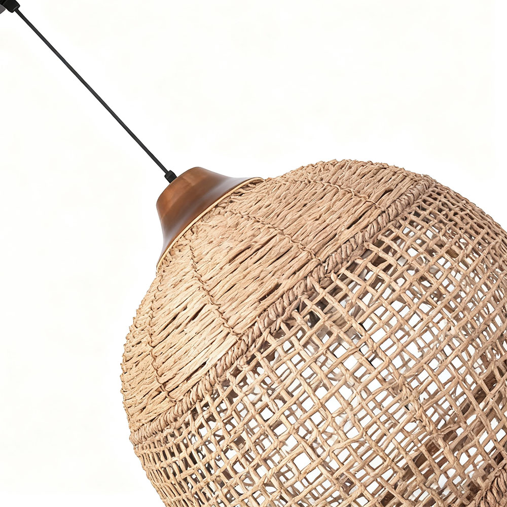 Round Natural Rattan Pendant Light