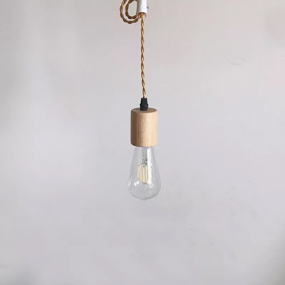 Vintage Style wood Pendant Light Cord Kits US Plug Switch E27 Vintage Lamp Holder for Simple Hanging Lamp Decor
