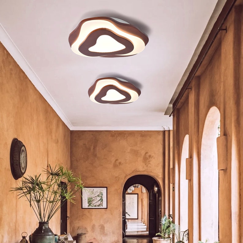 Nordic Irregular Solid Wooden Ceiling Light For Living Room