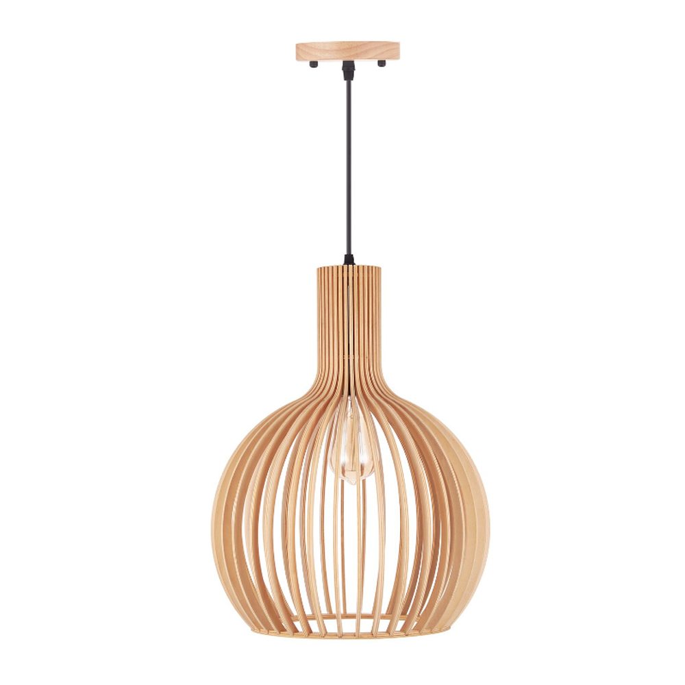 Birdcage Design Black Wooden Hanging Light Japanese Dining Area Chandeliers