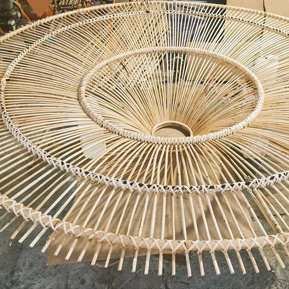 Japanese Handwoven Large Rattan Pendant Light Living Room Chandelier Lobby lighting