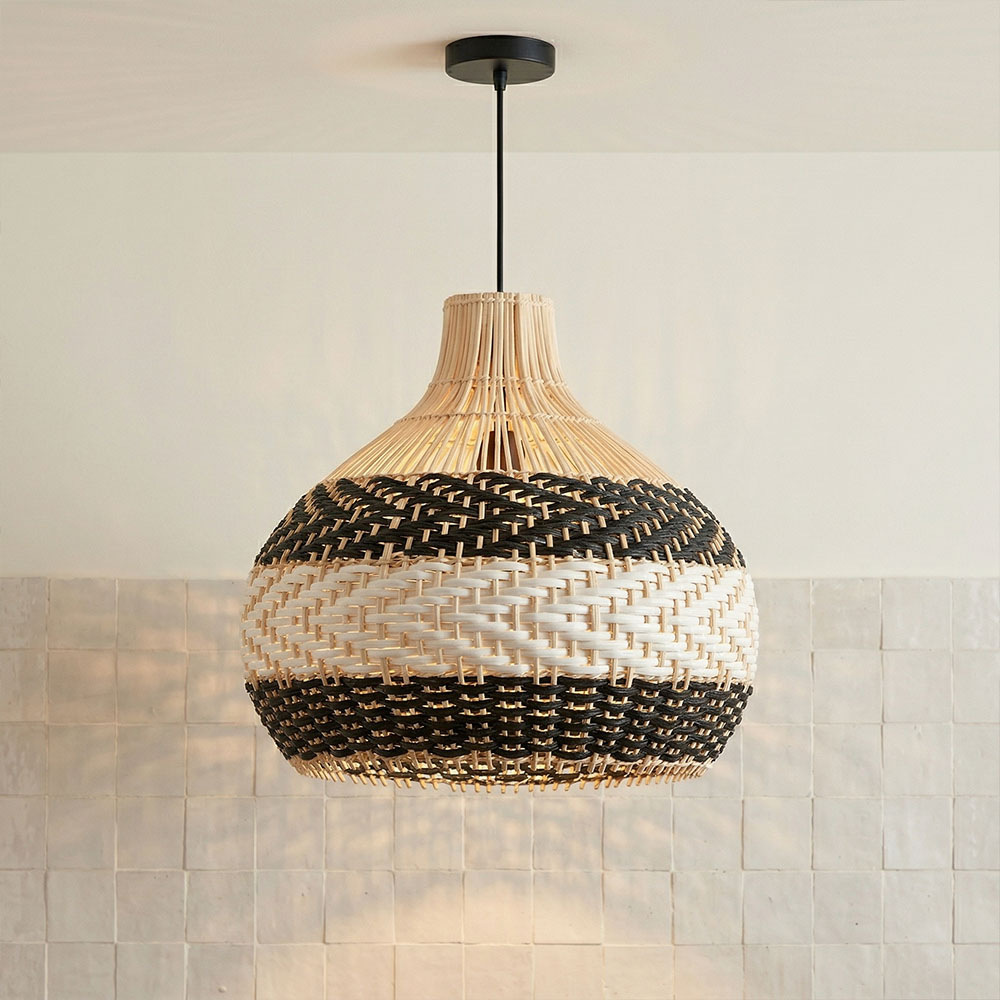 Modern Boho Woven Rattan Pendant Lighting Coastal Japandi Dining Room Kitchen Basket Light Fixture
