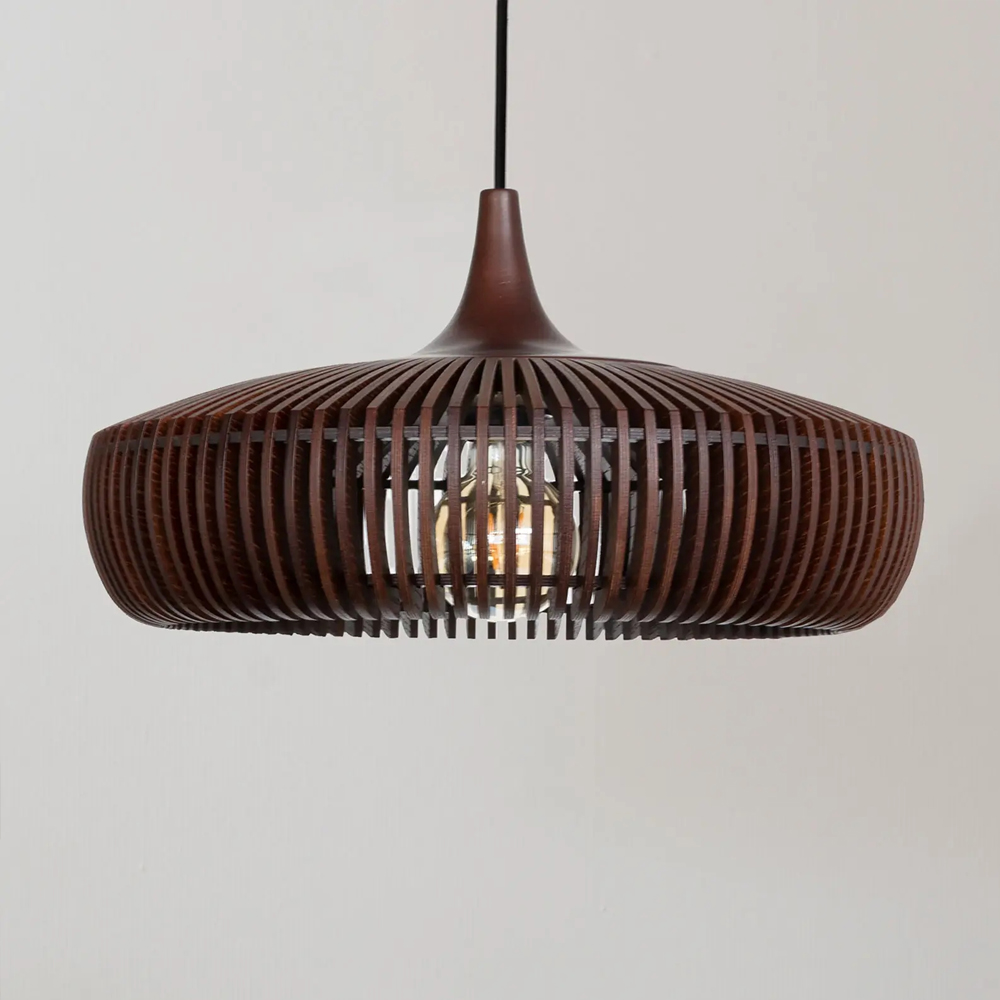 Retro Natural Wood Pendant Light Lampshade For Dining Room