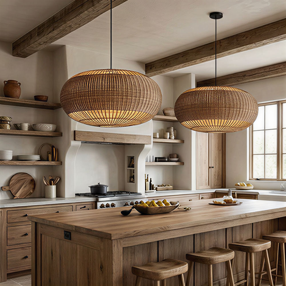 Farmhouse Kitchen Pendant Light Fixtures Wabi-sabi Style Woven Chandelier