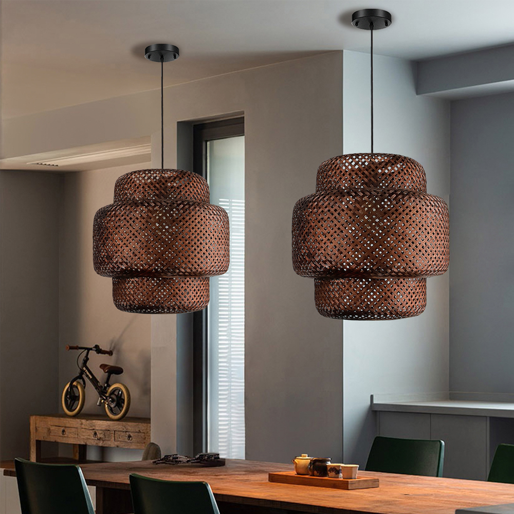 Creative Retro Rattan Chandelier Restaurant Rattan Bamboo Pendant Light