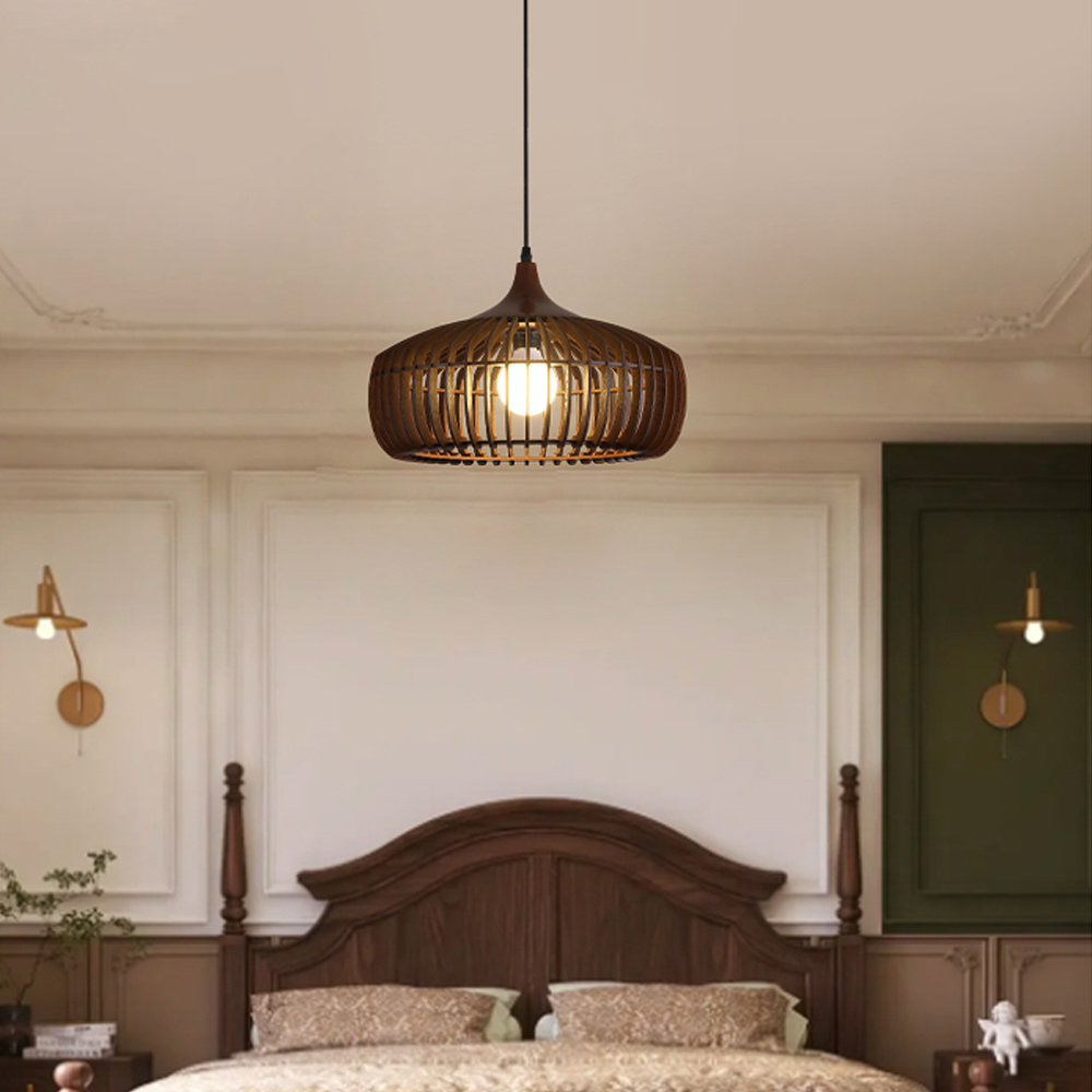 Japanese Retro Bar Table Wooden Pendant Lights Restaurant Lamp Medieval Lamp Fixture
