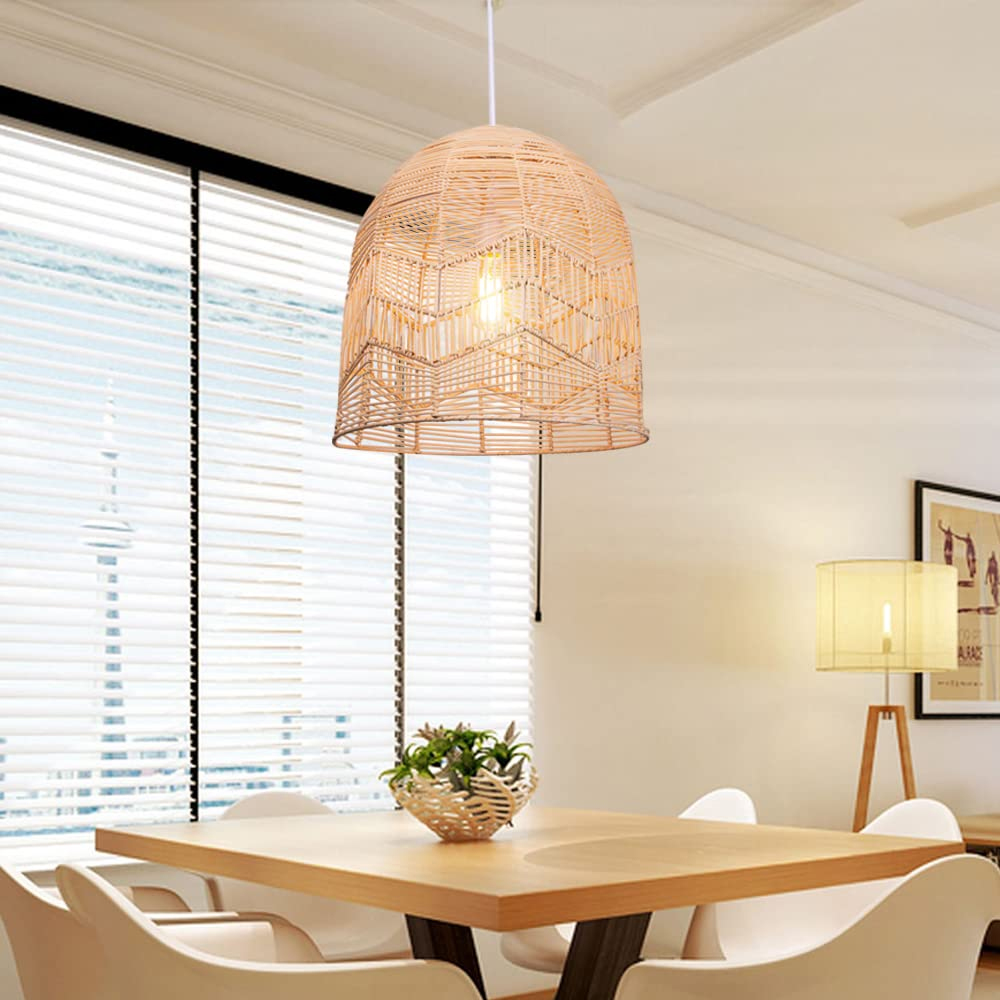Handmade Rattan Pendant Lamp Shade Boho Light Fixture