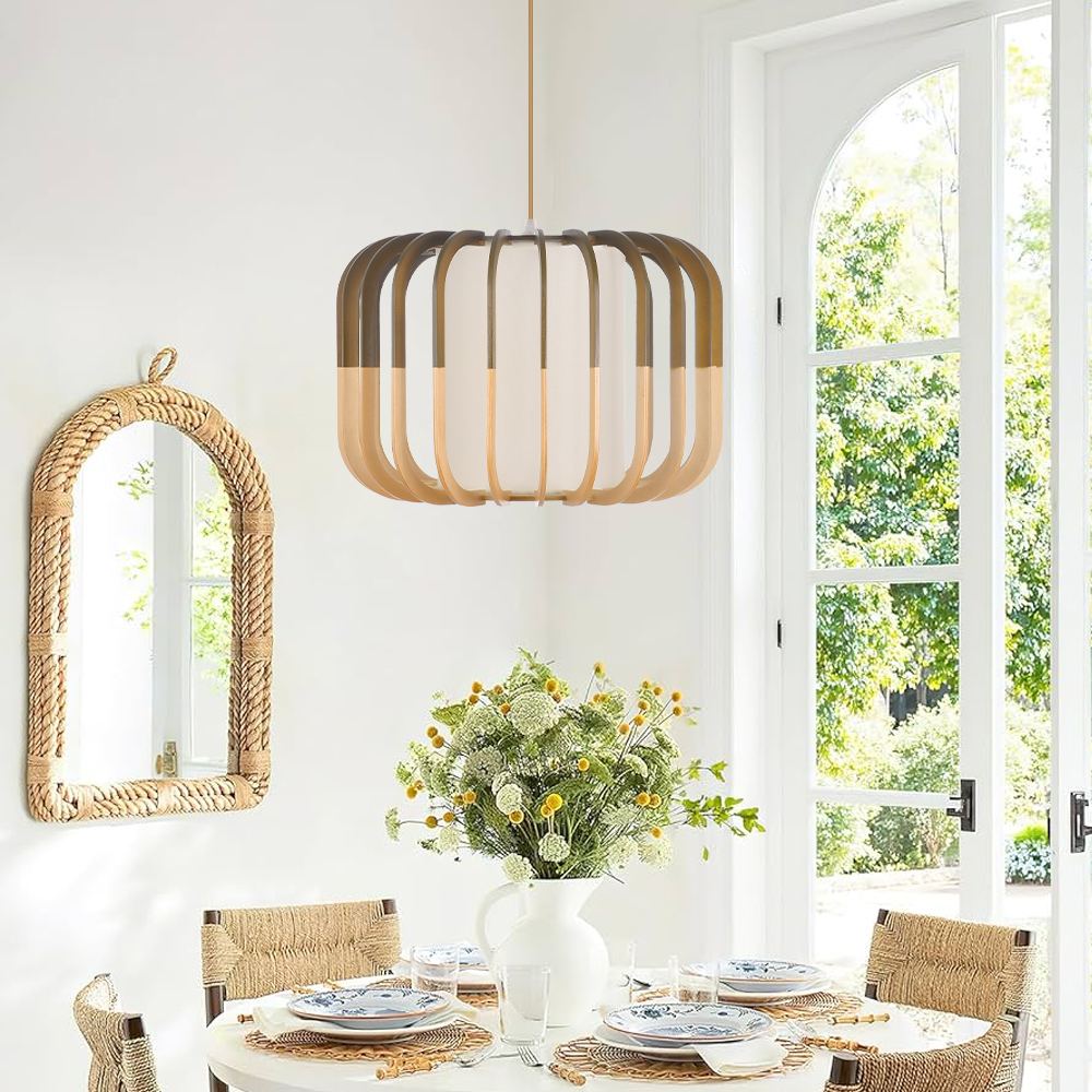 Japanese-style Small Wooden Pendant Lamp for Dining Room Kitchen
