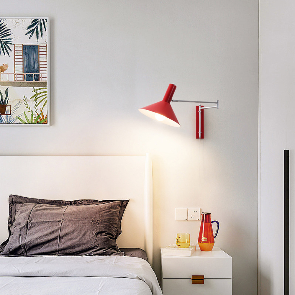 Retro Swing Arm Wall Lamp Extendable Folding Metal Wall Lamp