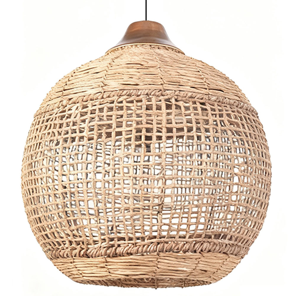 Round Natural Rattan Pendant Light