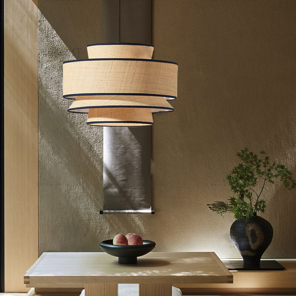 Japanese Multilayer Fabric Chandelier Creative Pendant Lampshade 