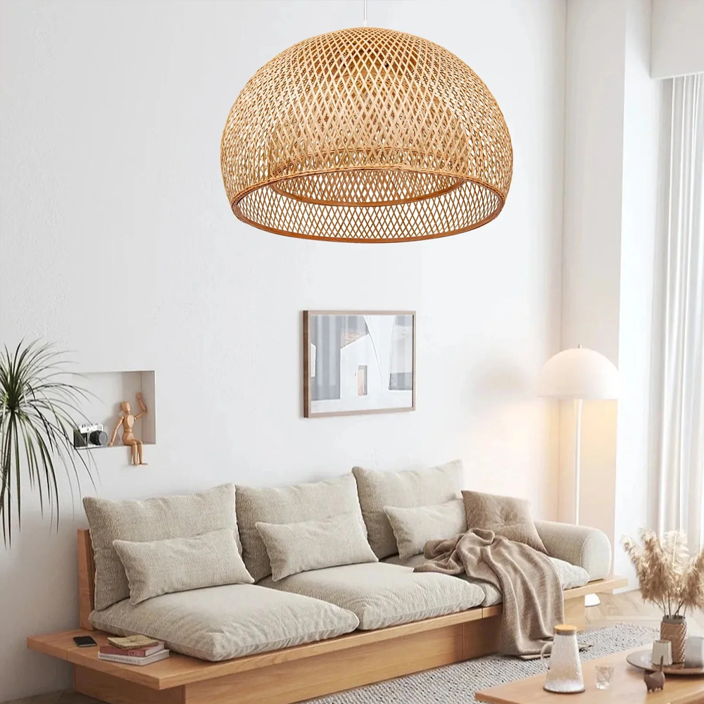 Creative Simple Modern Pastoral Living Room Pendant Lamp Bamboo Weaving