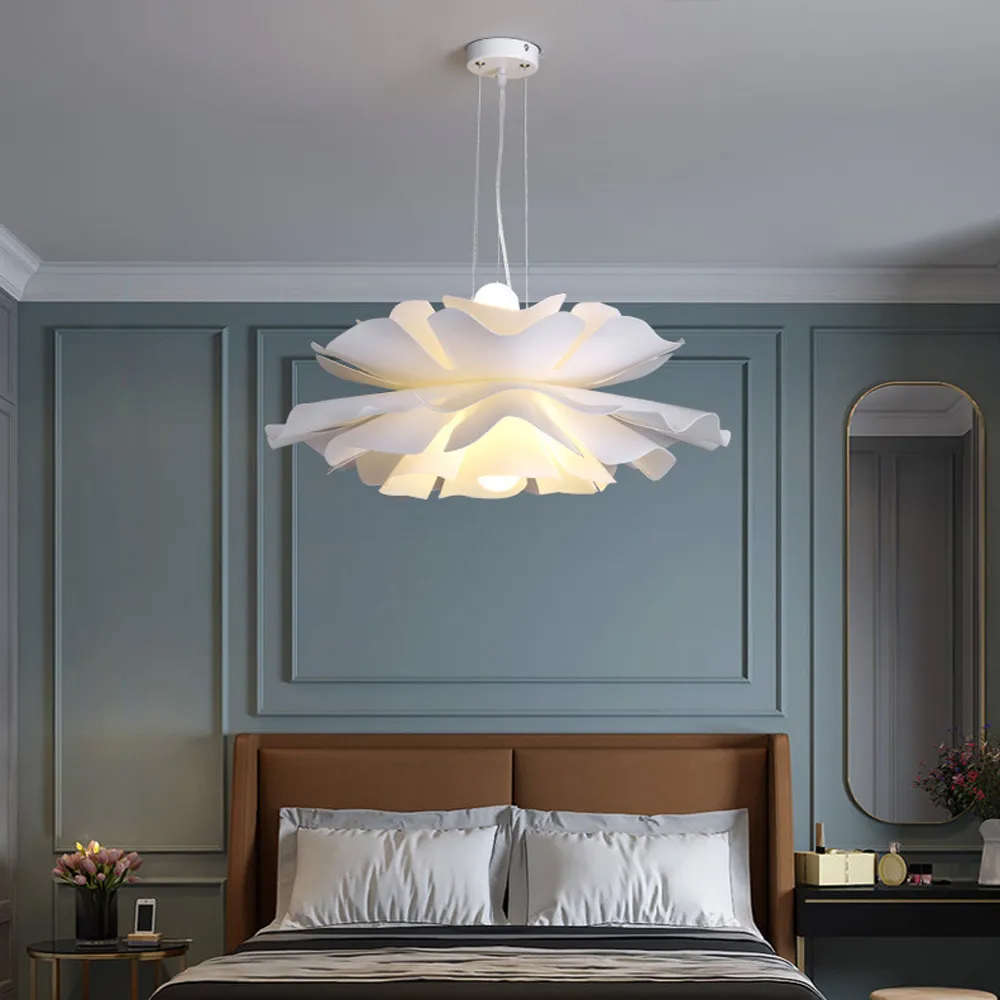 Nordic Modern Designer White Flower Bud Pendant Light Acrylic Chandelier