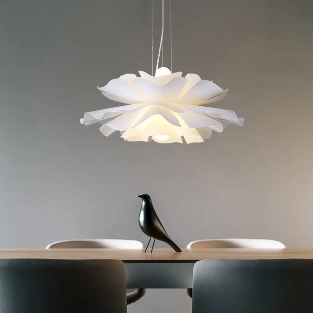 Nordic Modern Designer White Flower Bud Pendant Light Acrylic Chandelier