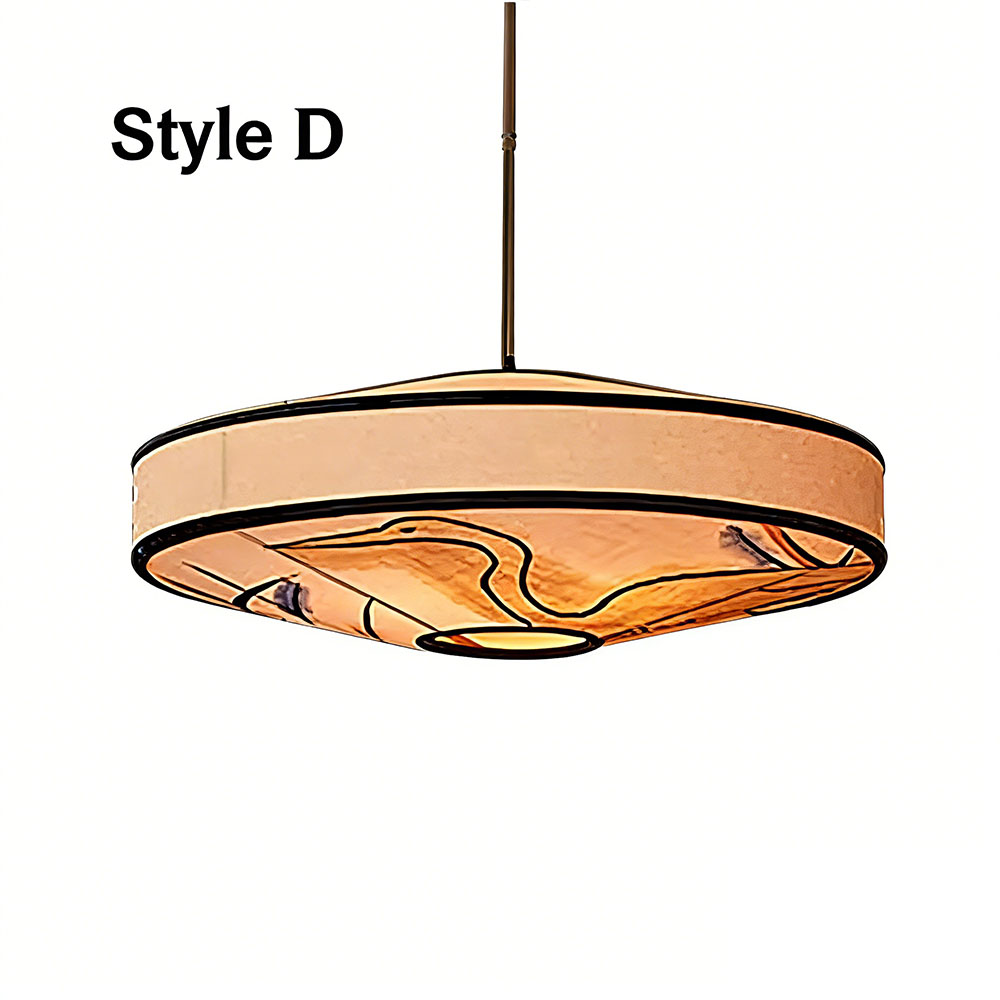 Artisan Hand-Painted Fabric Pendant Light Cluster Modern Decorative Hanging Lamp for Dining & Living Rooms