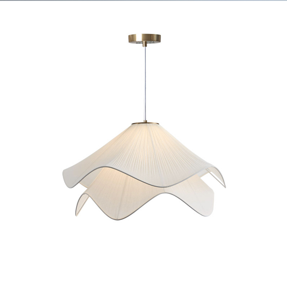 Simple Anna White Fabric Pendant Light French Living Room Flower Petal Chandelier