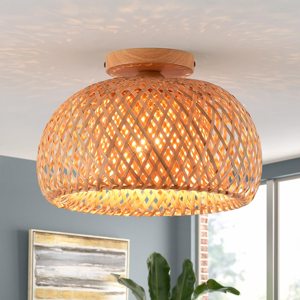 30cm Small Bamboo Ceiling Light for Entryway Balcony