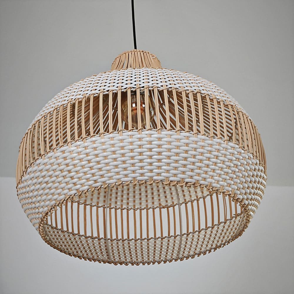Modern Wicker Pendant Light  Woven Boho Earthy Hanging Ceiling Fixture