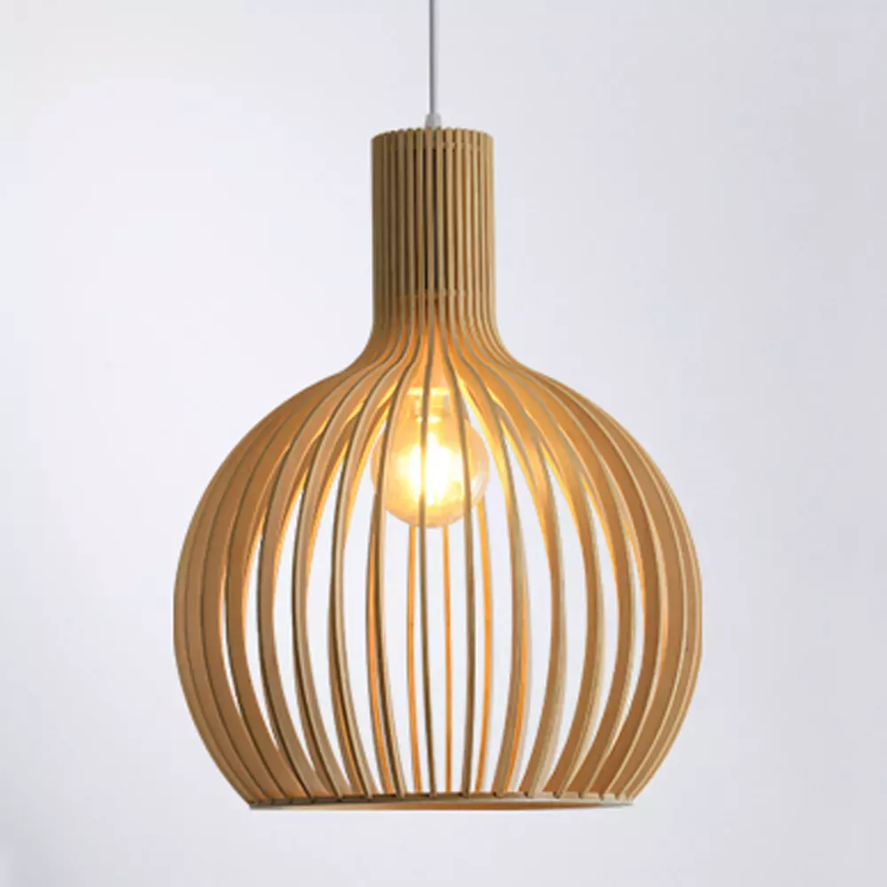 Modern Wooden Pendant Light Fixture Nordic Creative Birdcage Chandelie