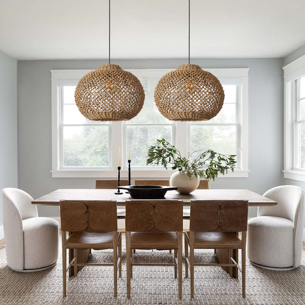 Handwoven Natural Water Hyacinth Chandelier Dining Room Kitchen Seagrass Pendant Light