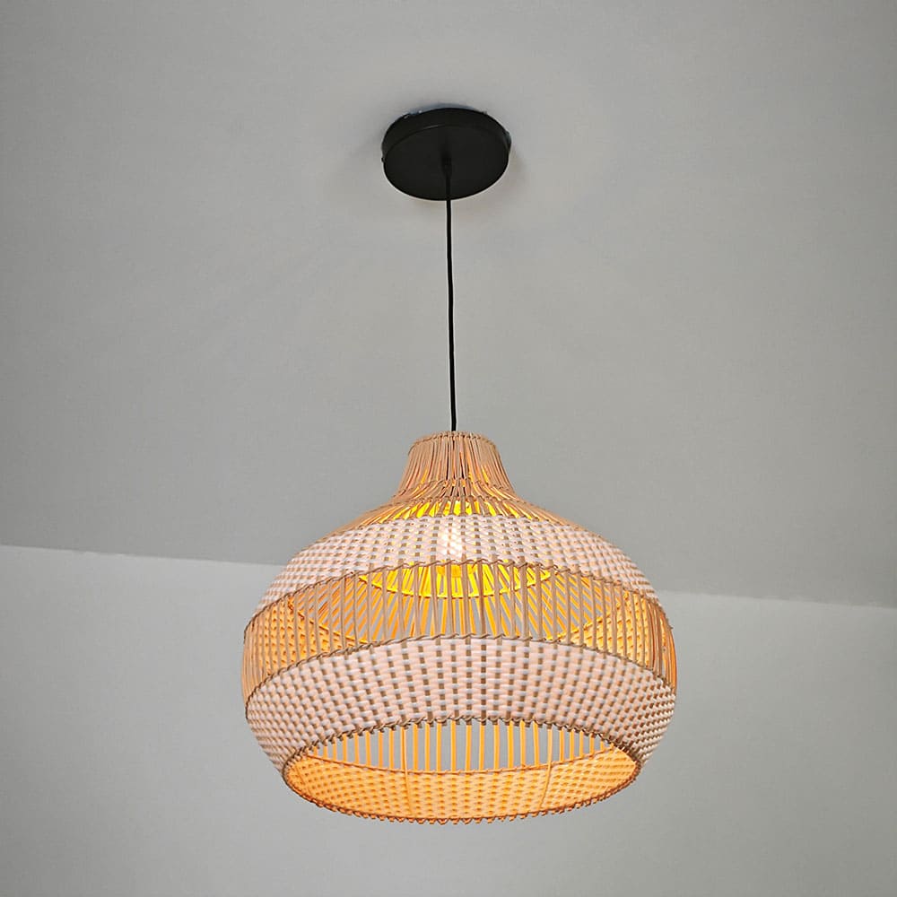 Modern Wicker Pendant Light  Woven Boho Earthy Hanging Ceiling Fixture