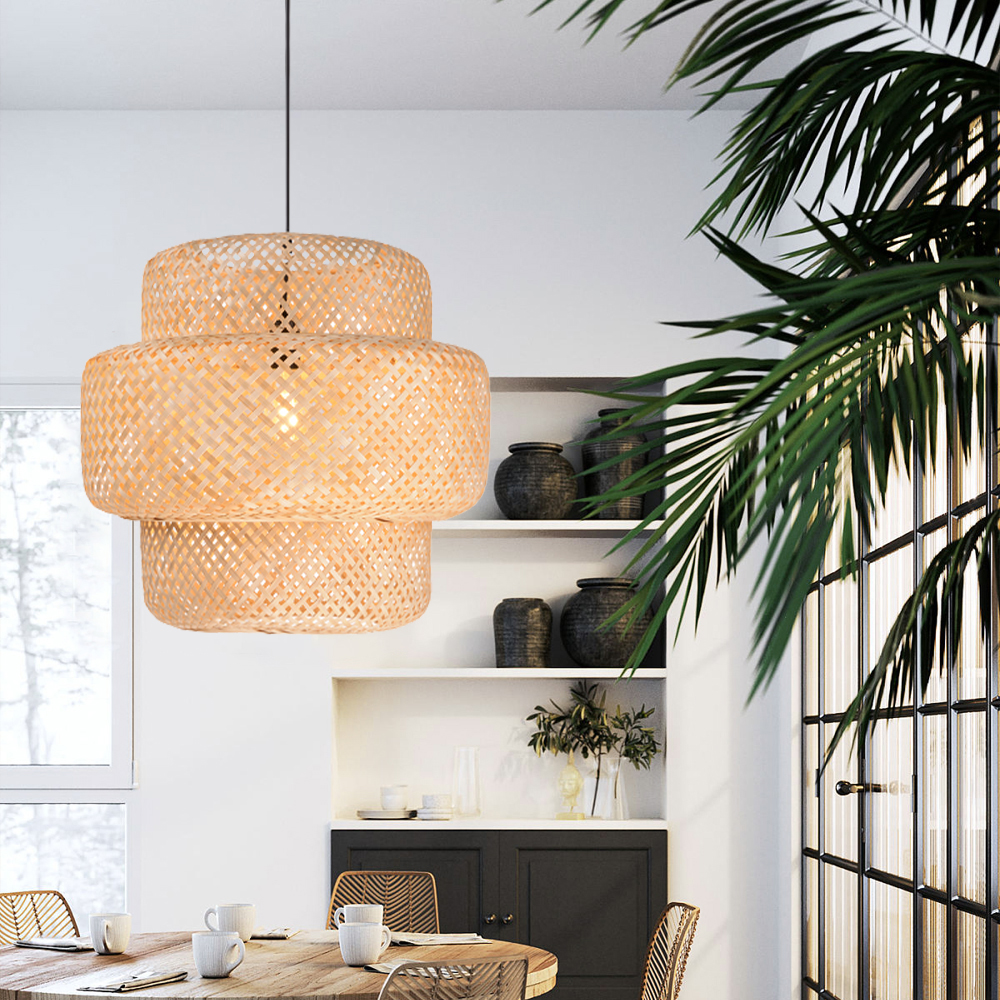 Classic Kitchen Island Wicker Bamboo Pendant Lighting