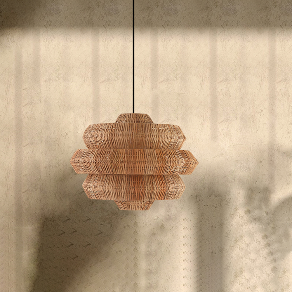 Oversize Rattan Chandelier For Spacious Space Wabi-sabi Retro Lighting fixture