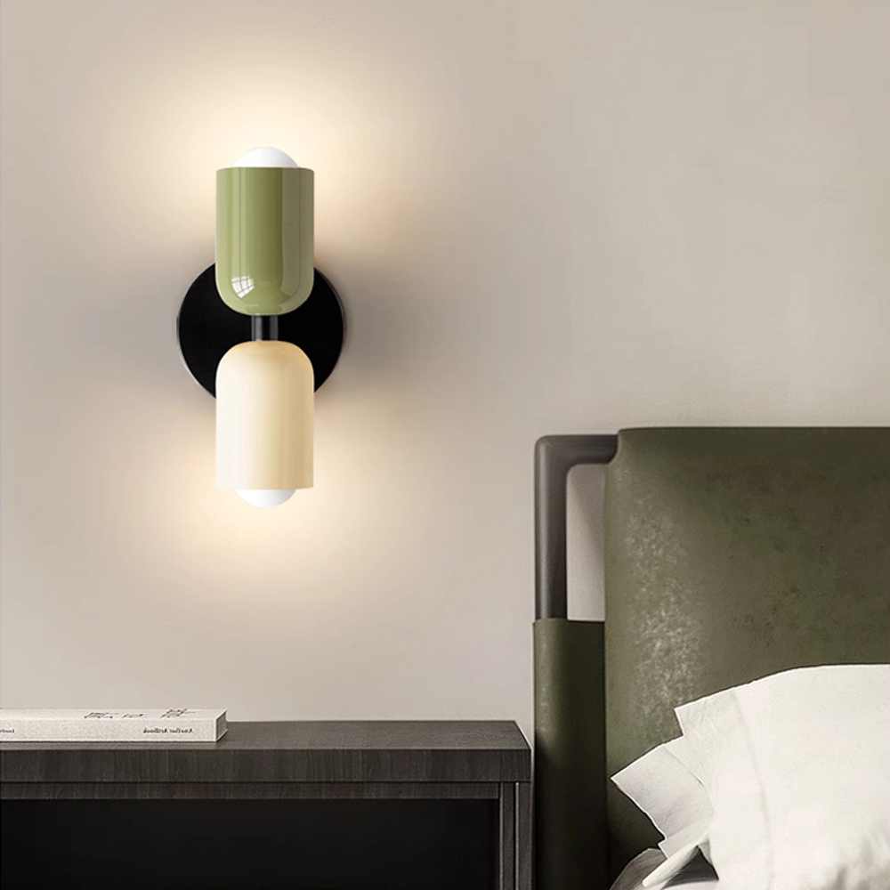 Bedroom Bedside Colorful Double-head Wall Lamp Cream-style Living Room Corridor Light