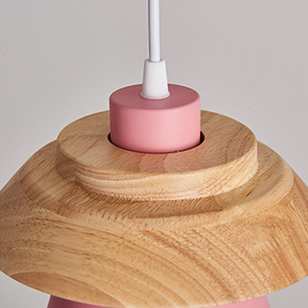 DIY Nordic Minimalism Wood Pendant Light Modern Mini Bedside Chandelier