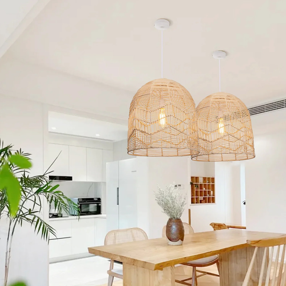 Handmade Rattan Pendant Lamp Shade Boho Light Fixture