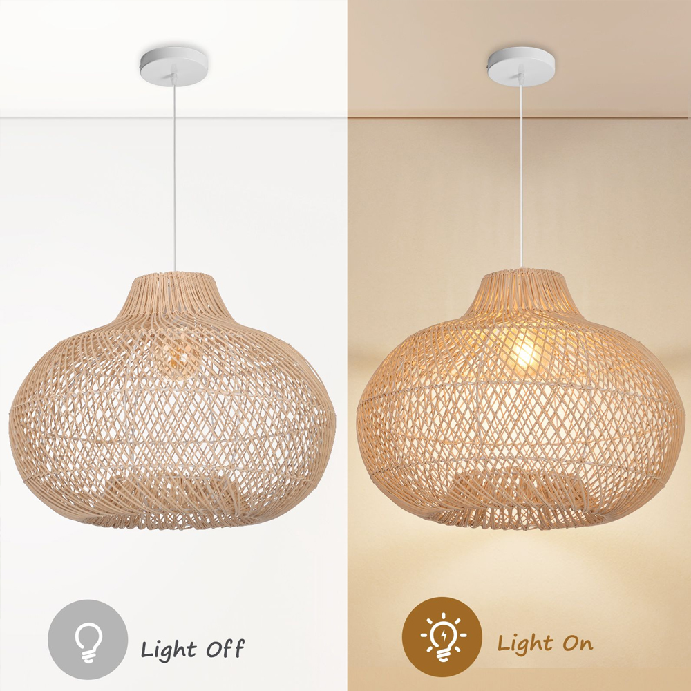 Coastal Boho Rattan Chandelier Home Decor Farmhouse Style Hanging Light