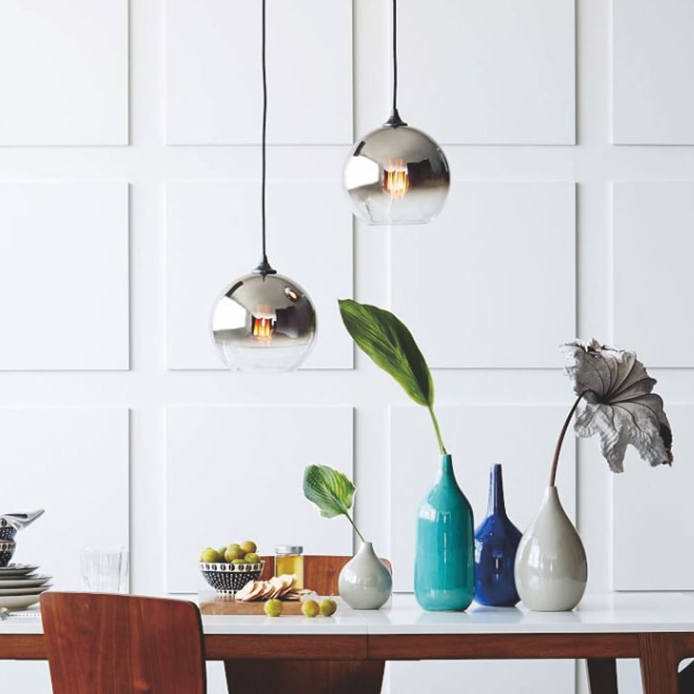 Nordic Restaurant Glass Chandelier Luxury Gradient Glass Ball Combination Lamps