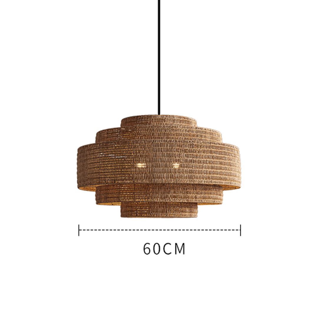 Retro Wabi-sabi style Dining Table Rattan Pendant Light B&B Decoration Handwoven Lampshade