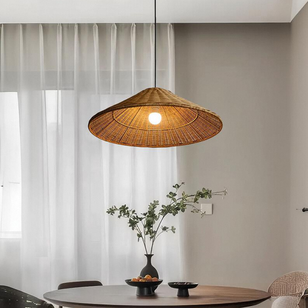 Homestay Southeast Asian Rattan Chandelier Restaurant Straw Hat Lampshade