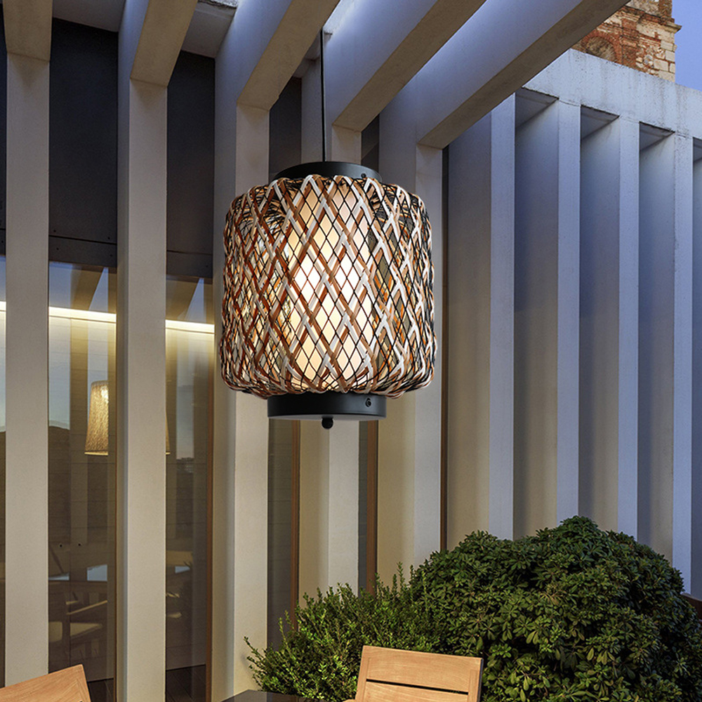 Outdoor Waterproof Lantern Chandelier Garden Balcony Rattan Decorative Lamps