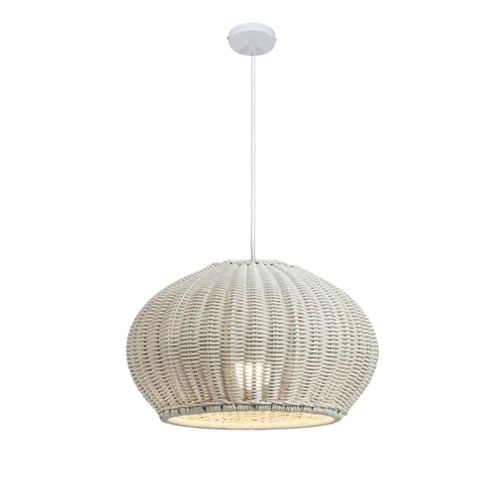 Rustic Rattan Pendant Lighting Waterproof Outdoor Garden Lantern for Gazebo and Terrace