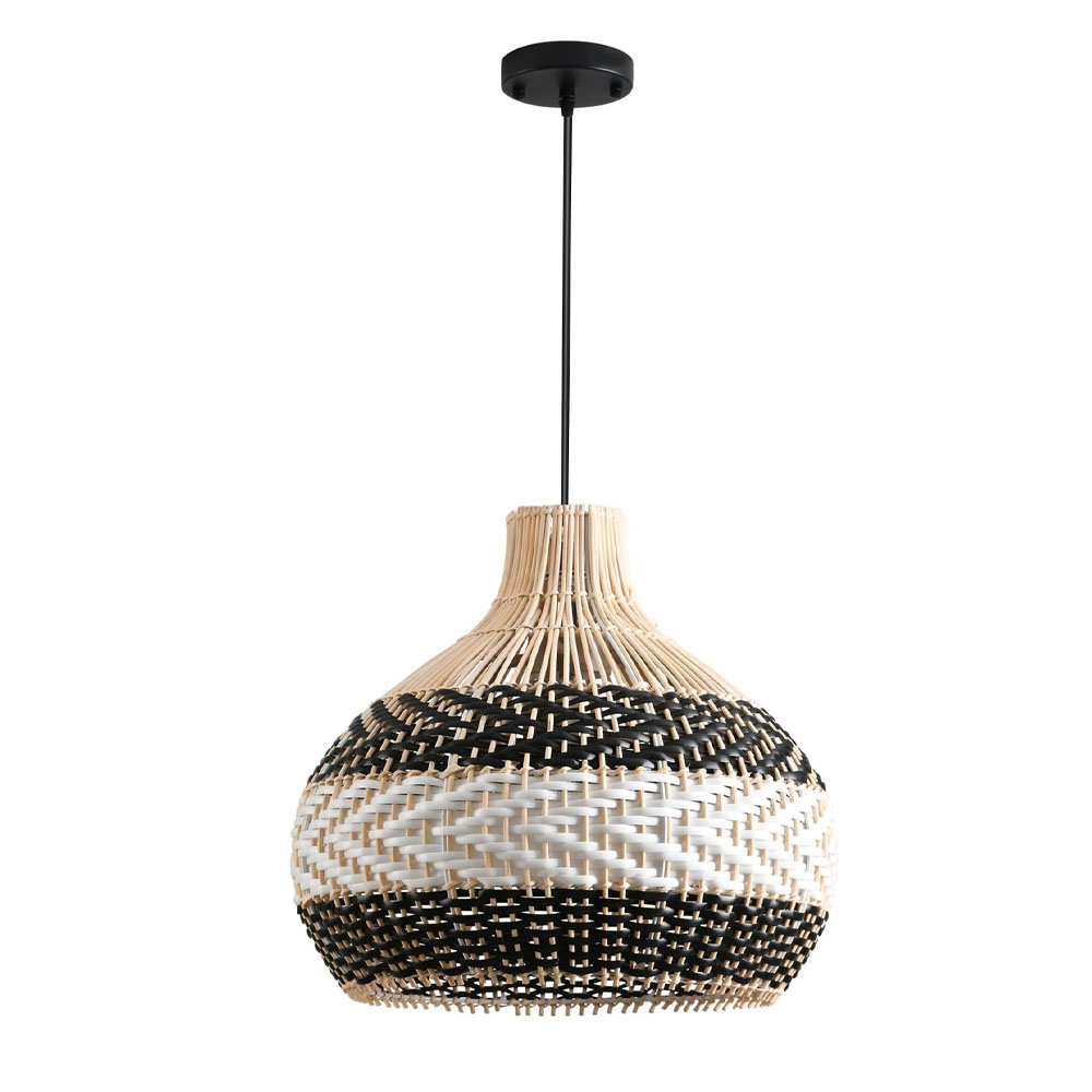 Modern Boho Woven Rattan Pendant Lighting Coastal Japandi Dining Room Kitchen Basket Light Fixture