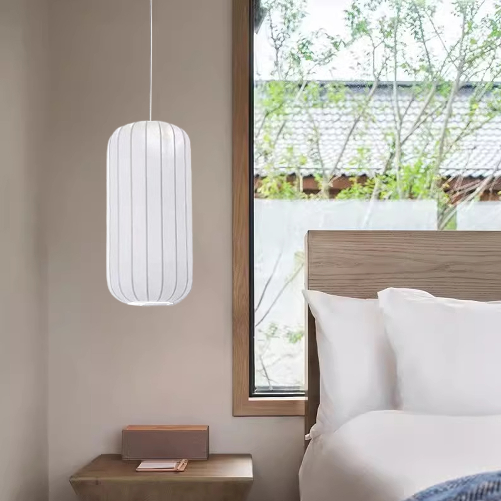 Wabi-Sabi Style Japanese Simple Imitation Silk Pendant Lights Living Room Combination Lamps